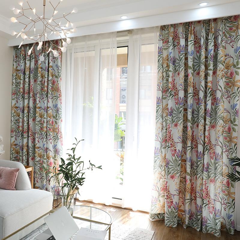 

European Idyllic Flower Printing Shading Curtains for Living Dining Room Bedroom, Curtain