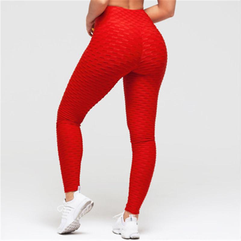 

Leggings women' polyester ankle length standard folding pants elastic maintenance Slim push-pull fitness women' leggings, Wine red