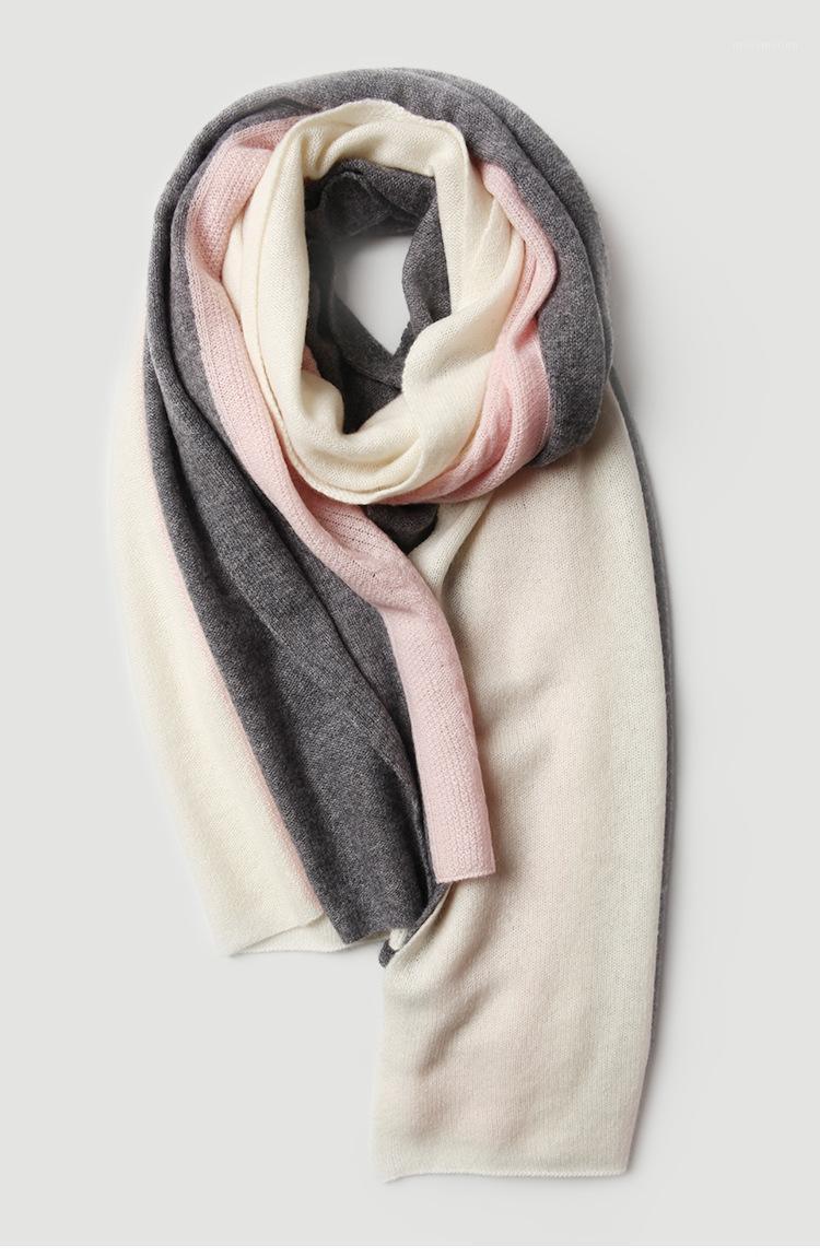 

Women Pure 100 Goat Cashmere Knit Scarf Ladies White Femme Wool Solid Color Thick Autumn Winter New Warm Foulard1