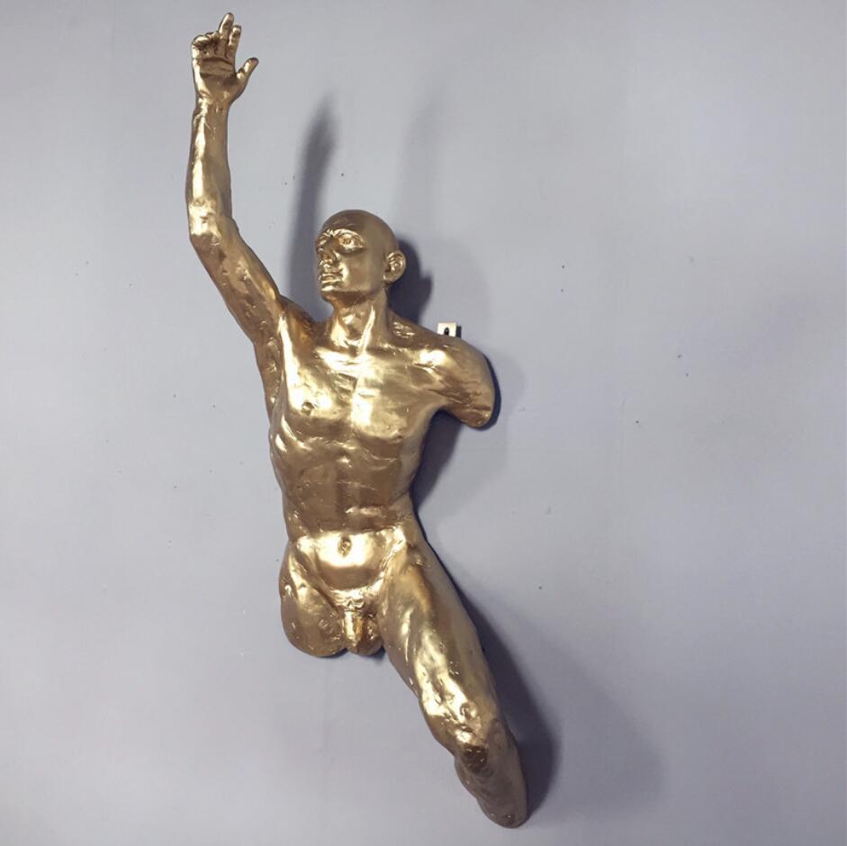 Golden three-dimensional sculpture Decorative Objects through the wall figure wall hanging decoration bar KTV cinema farmhouse tion decorations-image-754756984
