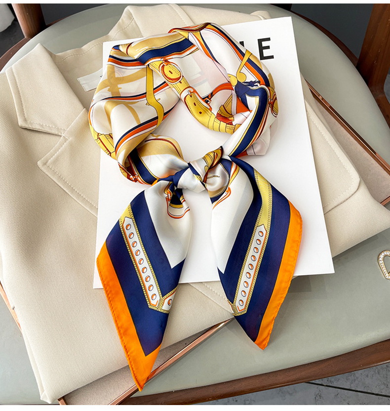 

Silk Scarf Satin Bandana Women Summer Square Small Bag Wrap Bohemian Retro Lady Scarves Indian Muslim Islamic Kerchief Hijab 70x70cm