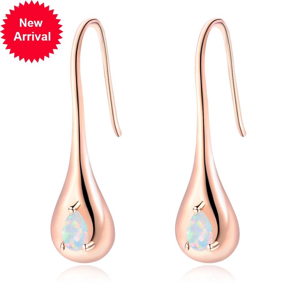 

Natural precious stone opal drop solid earrings 925 pink silver plated with gold fine jewelry for feminine special style gifts