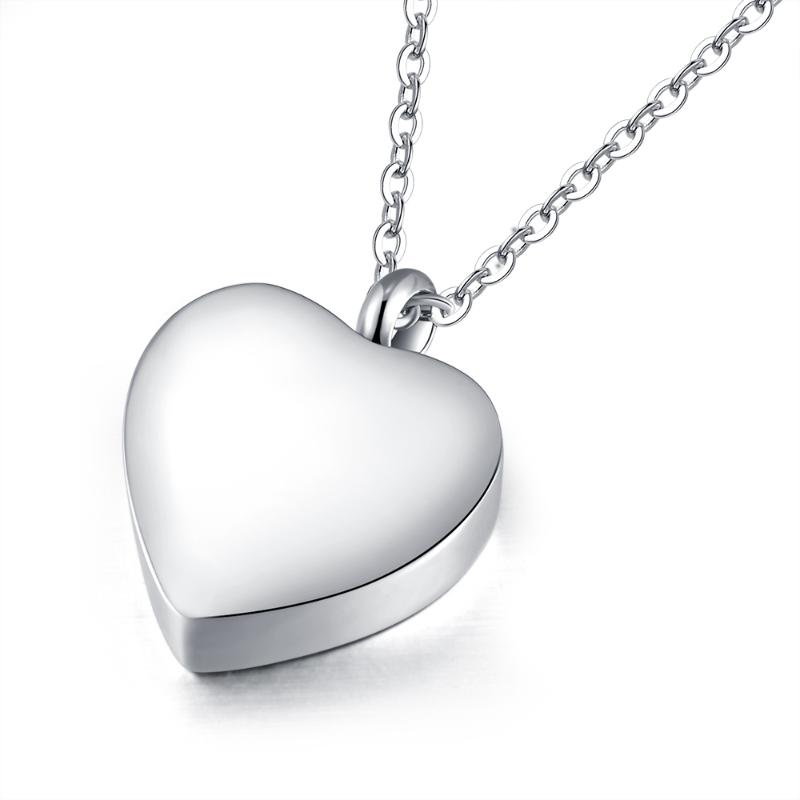 

Engraved Heart Cremation Urn Necklace Hold Human/Pet Ashes Keepsake Memorial S.Steel Jewelry -Free Funnel Gift