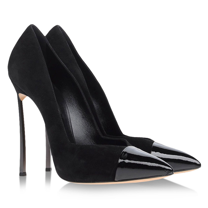 

Down Ladies Front Cut Blades Leather Pumps Shiny Toe Pointed Female Suede Shredded Wedding Shoes High Metal Heels Lohl, Pink 12cm