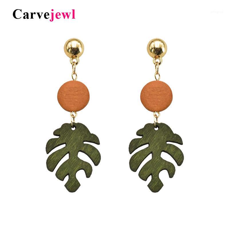 

Dangle & Chandelier Carvejewl Plant Bohemian Monstera Leaf Drop Earrings For Women Girl Tropical Brincos Jewelry Party Gift Simple Wood Earr