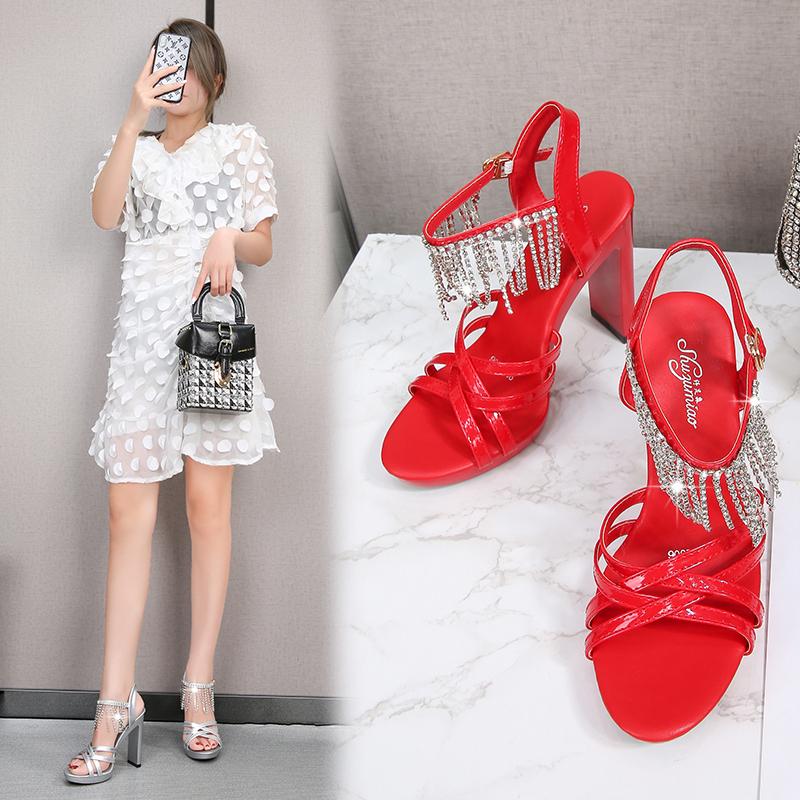 

New Woven Personality Sandals Women Candy Colors Catwalk Model Pumps Female Sexy Pole Dancing 11CM High Heel Shoes Large Size 43, A6