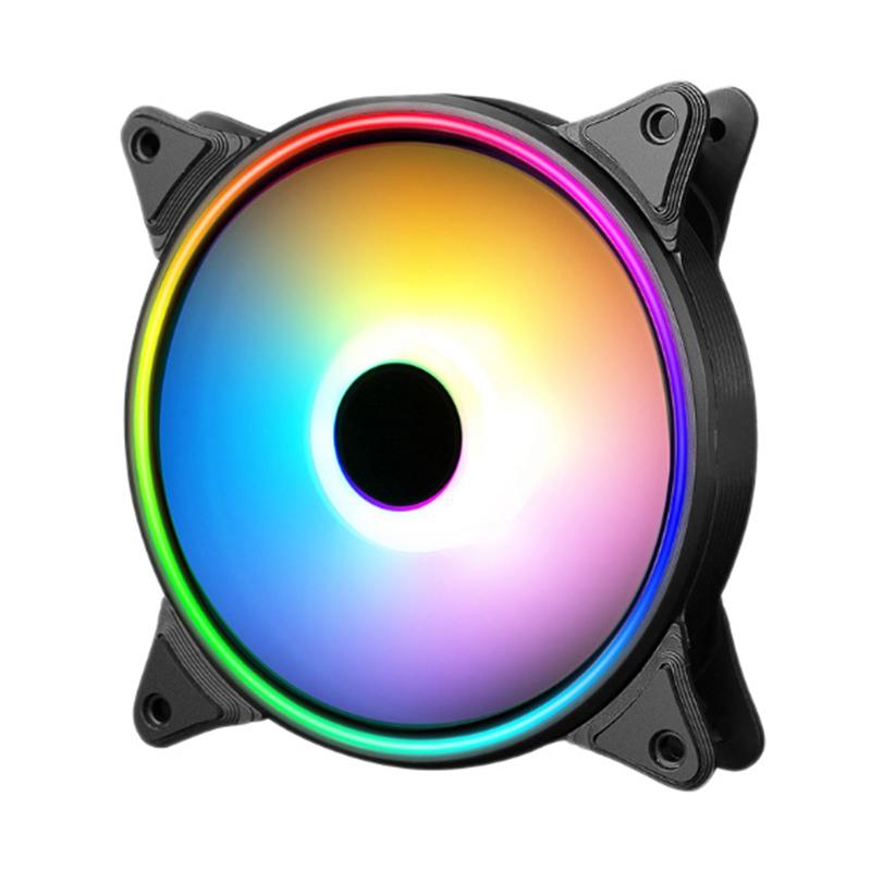 

RGB Color-Changing Symphony LED Light Desktop Computer DIY Light-Emitting Cooling Fan LED Case Fan Computer Cooling (Fine Ap