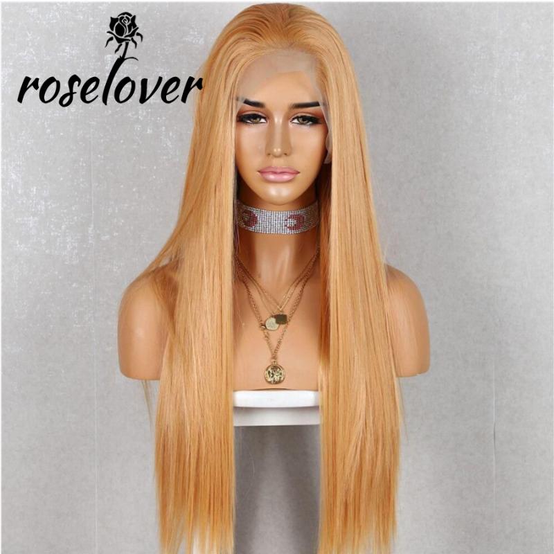 

Middle Part Glueless 27 Honey Blonde Color Transparent Lace Front Wig Brazilian Straight Lace Front Human Hair Wig Pre Plucked