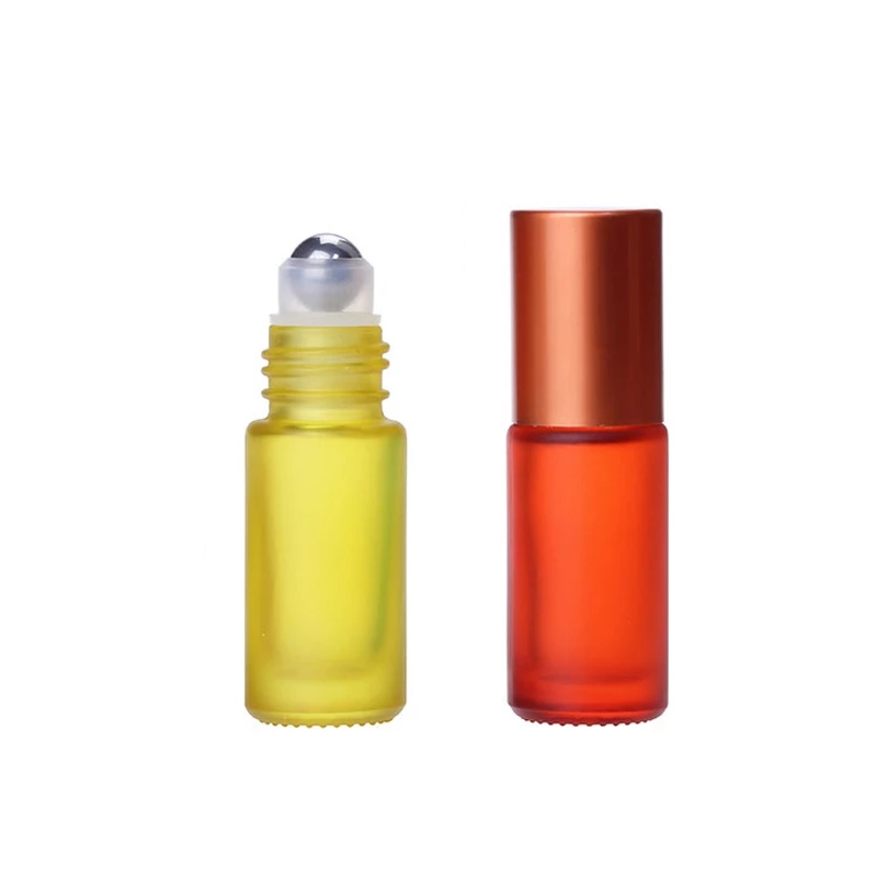 

5ml Portable Frosted Colorful Essential Oil Perfume Thick Glass Roller Bottles Travel Refillable Roller Bottle for Women