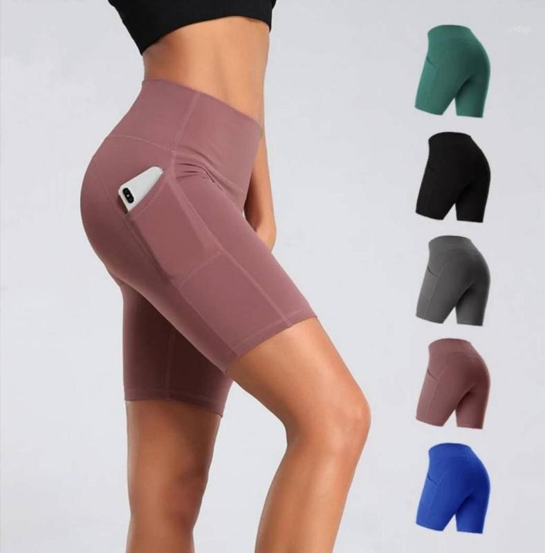 

Free shipping 2020 Hot Sale Women Yoga Shorts High Waist Seamless Hip-up Tight Elastic Sport Shorts Push Up Running Clothes1, Gray