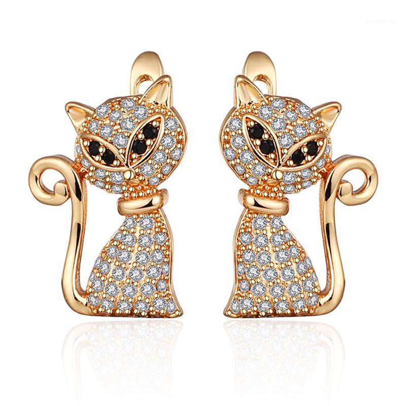 

Creative Design Cat Shape Cubic Zirconia Stud Earrings Gold Silver Color Plated CZ Animal Earrings for Women Jewelry Unique Gift1