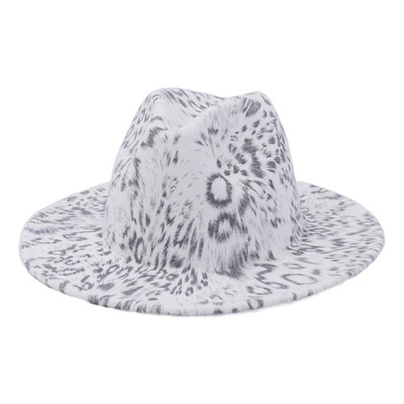 

fedora felted hats adult women men leopard multicolor print wide brim women hats winter autumn vintage luxury leopard, White