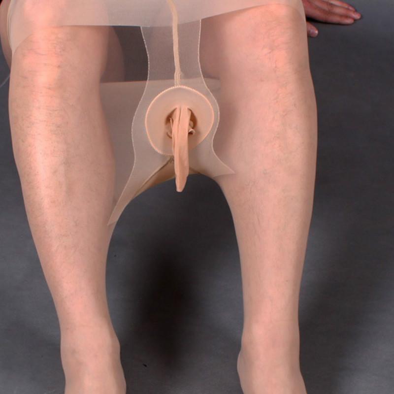 

YQ Men's T File Pantyhose JJ Cover Sexy Stockings Transparent Ultra-thin Tights Adult Man Product Gay Fetish Pantyhose, Beige
