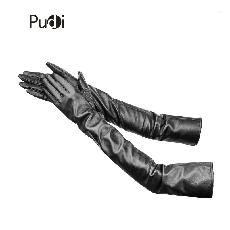 

Five Fingers Gloves PUDI GL807 Woman's Genuine Leather Long Black 2021 Winter Fashion Real Sheep Glove1