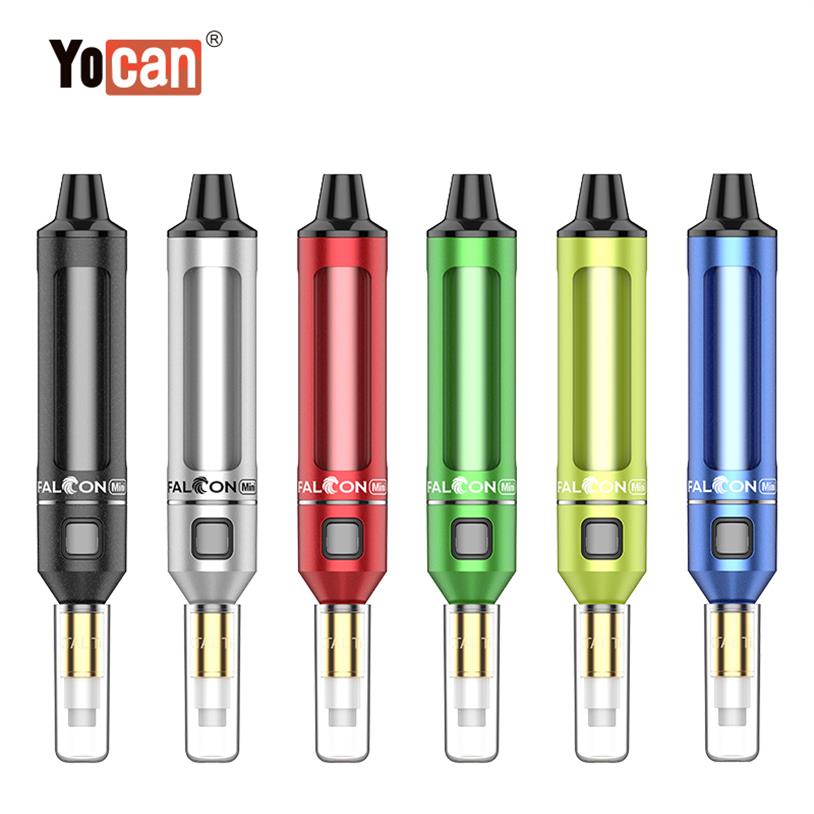 

Original Yocan Falcon Mini Kit 650mAh Battery 510 thread XTA Tip Adjustable Voltage Neon Glow Transparent Atomizer Tube Wax DAB PENa33, Random colors