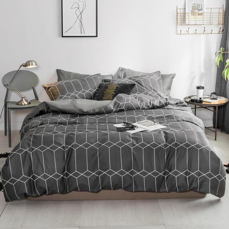 

Bedding Set 100% Pure Cotton Geometric Style funda nordica cama 150 Bedsheet Skin-friendly Comforter Covers With Pillowcase, 3 aq caiguo
