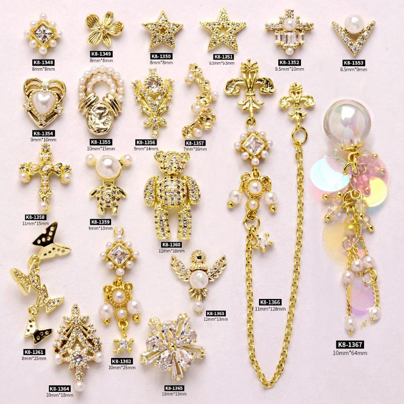 

2pcs Bear Butterfly pendant 3d alloy Zircon nail art decorations supplies crystals rhinestones nails accessories jewelry charms