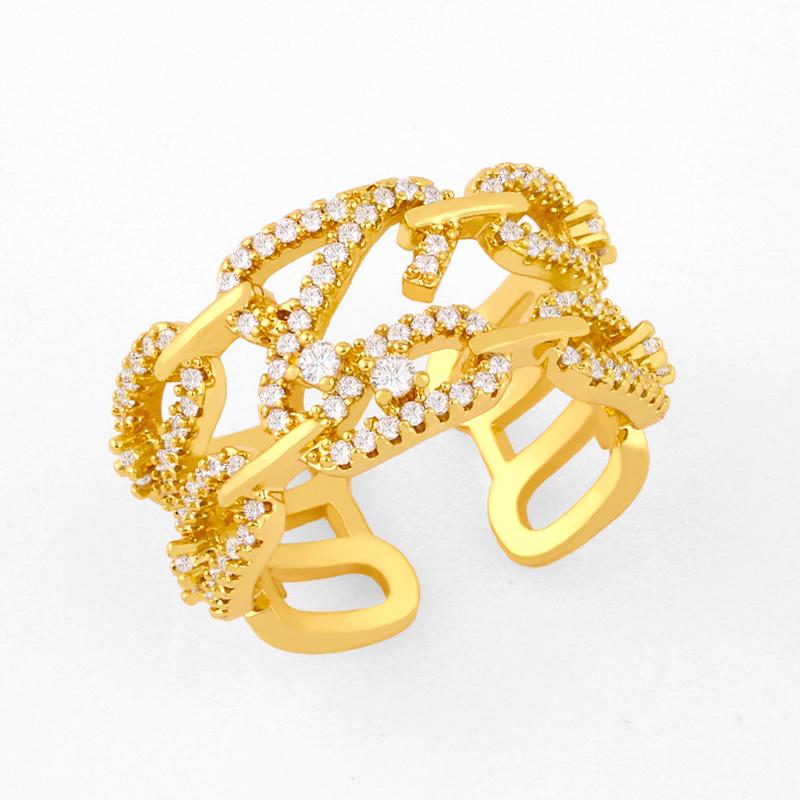 

FLOLA CZ Gold Rings For Women Crystal Adjustable Open Cuff Rings Cubic Zirconia Fashion Jewelry Wholesale anillos mujer rigj59