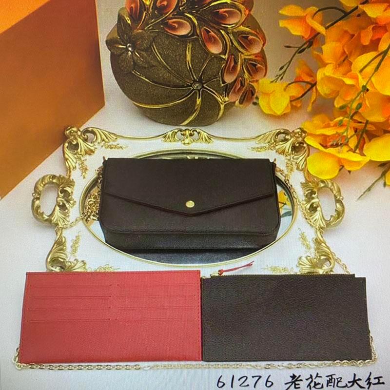 

2020 Designers Pochette Accessories Women Crossbody Purse Messenger Bags Flowers Handbags Luxury lady Leather shoulder bags M61276, Brown old flowers