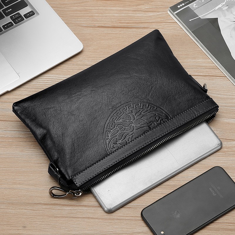 

Wholesale men leathers wallets street trend printing long wallet large capacity multi-card leisure leather storage purse fashion polka dot embossed clutch bag, Coffee(boutique box)