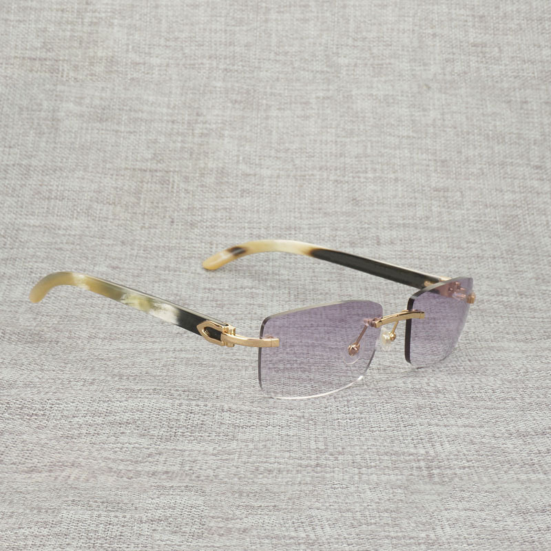 

Vintage without aro buffalo horn sunglasses male rimless square wooden glasses for club driving shades retro gafas 012n 1EJC