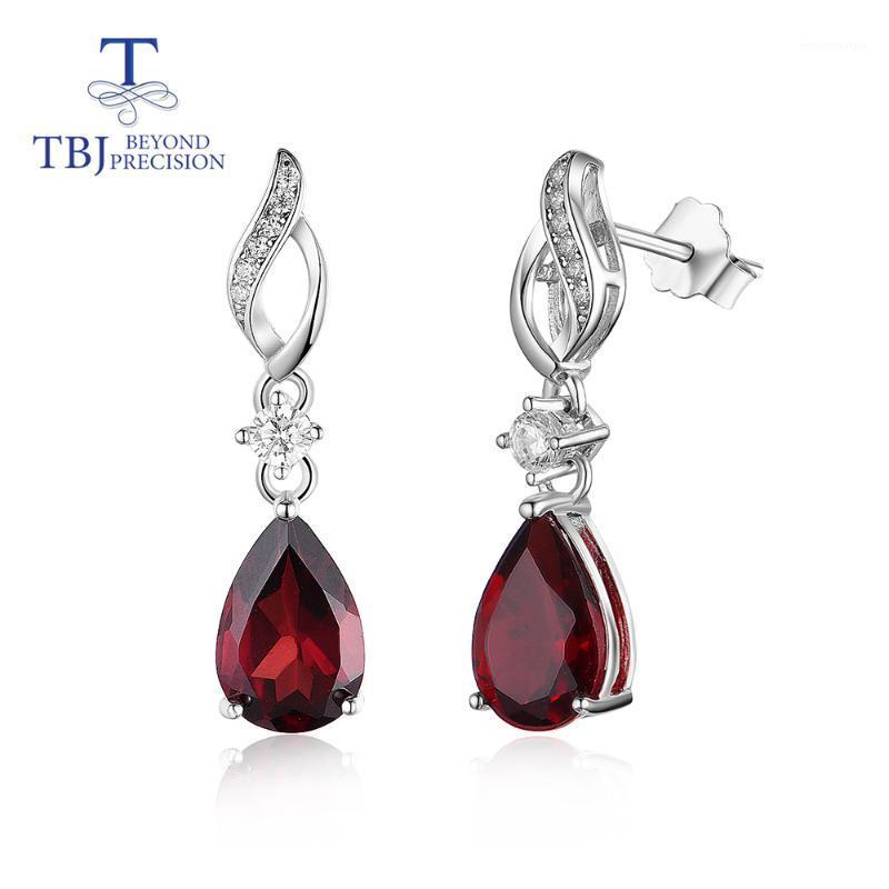 

TBJ ,Classic design garnet earring natural Mozambique pear 6*9mm 3ct gemstone jewelry 925 sterling silver for gilrs daily wear1