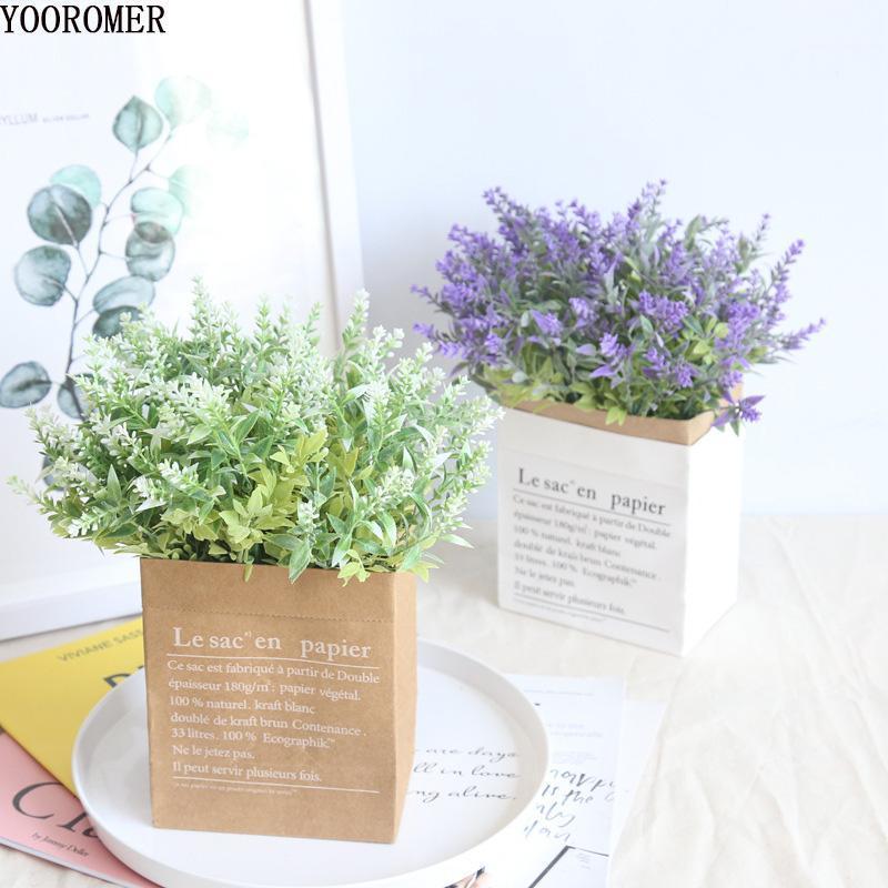 

YOOROMER Plastic Flower Romantic Provence 4 Colors Artificial Flowers Lavender Decoration Wedding Party Garden Decor1, White