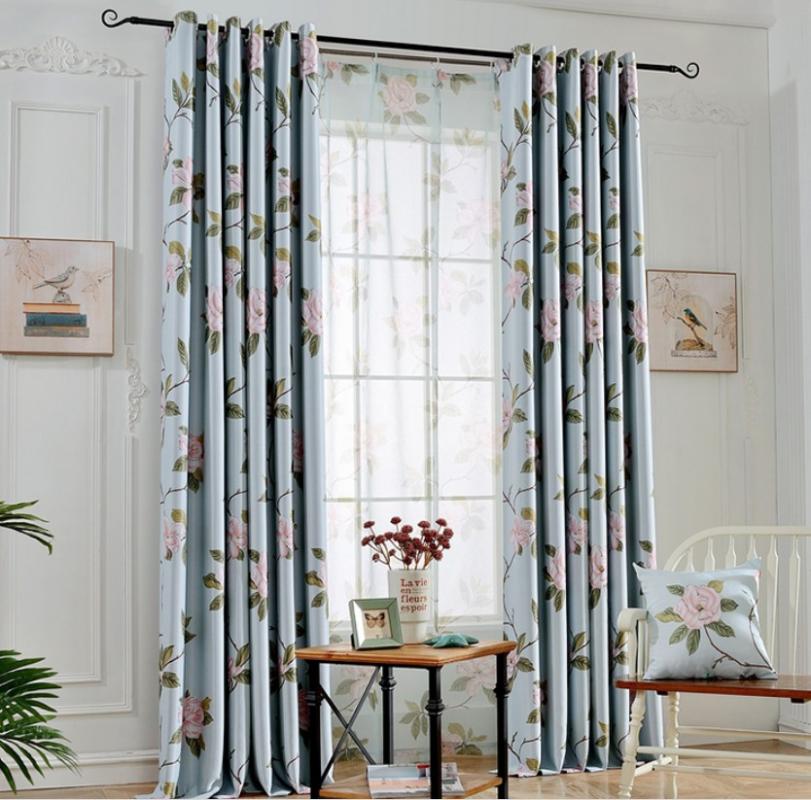 

Customized Blackout Curtains for Bedroom Blue Flower Rose Blind Curtain Window Tulle Sheer Curtains Drape For Living Room 19