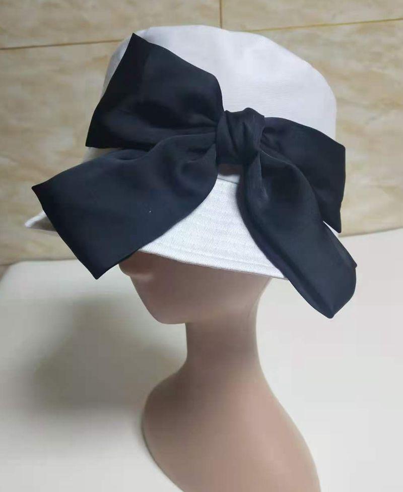 

Woman Girl Bow Bucket Hat Bowknot Fisherman Hat Panama Cap Fashion Korean European Foldable Spring Summer 2021 New, White