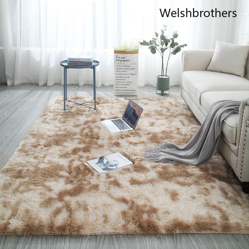 

Modern Home Rug Tie Dyeing Plush Soft Carpet For Living Room Bedroom Anti-slip Floor Mats Bedroom Water Absorption Carpet Rugs