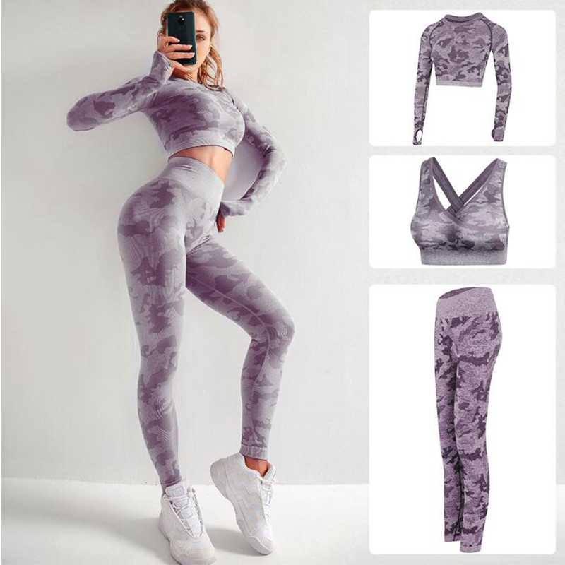 

Seamless Camouflage Tank Top Breathable Gym Wear Set Apparel Print Tight Sexy Elastic Soft Yoga Pants Leggings Clothing, Black