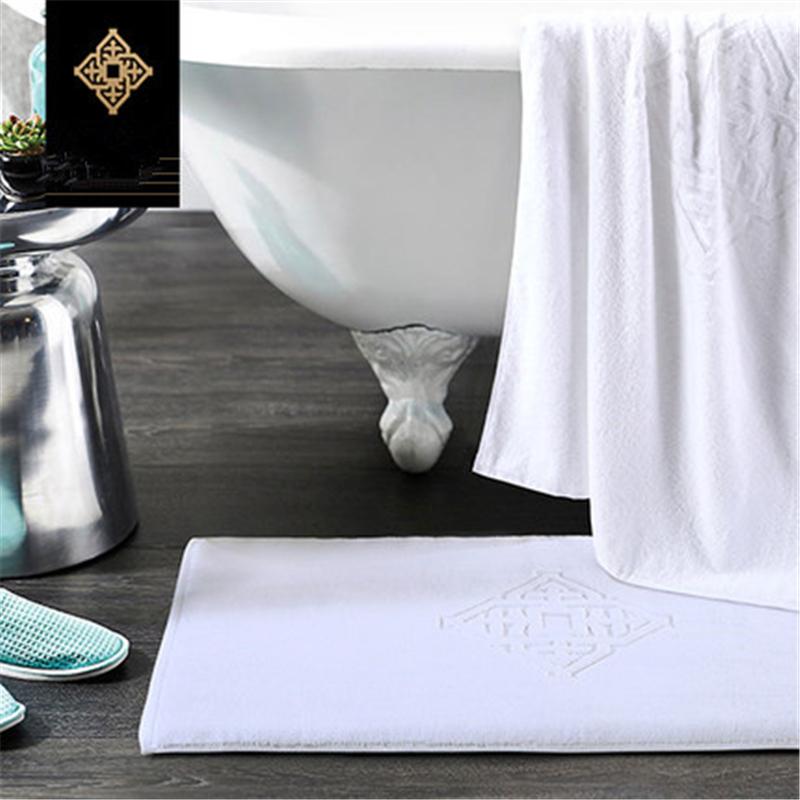 

LCTMMYGS Five star hotel cotton bathroom door mat cotton home kitchen bathroom geometric pattern door mat, White