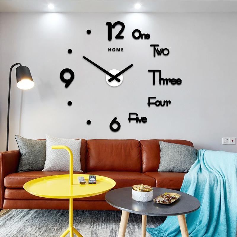 

promotion 2020 new diy wall clock home decor large roman mirror fashion modern Quartz clocks living room watch free shipping