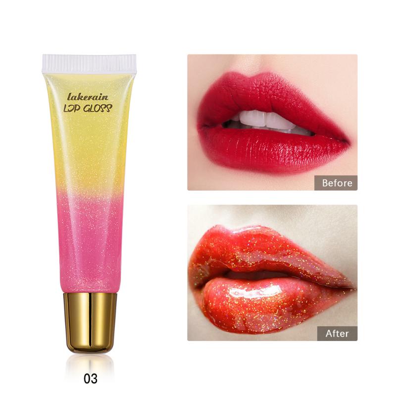 

lakerain moisturizing lip gloss diamond glitter shiny cream rainbow gradient apperanace long lasting jelly lipstick MN169, 04