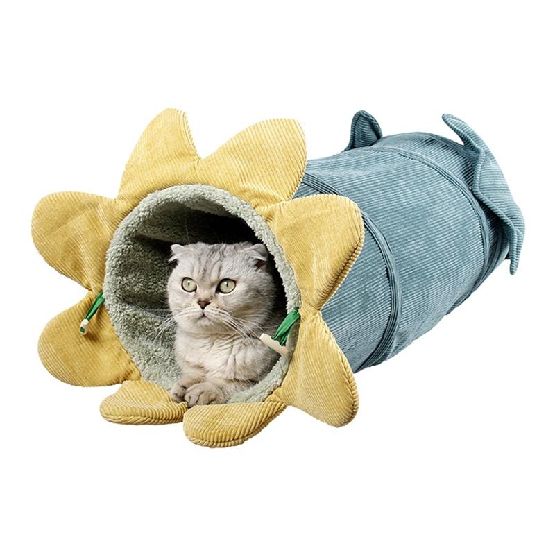 

Corduroy Funny Pet Cat Tunnel Toy 2 Holes Contains The Squeaky Paper And Bell Warm In The Whole Winter