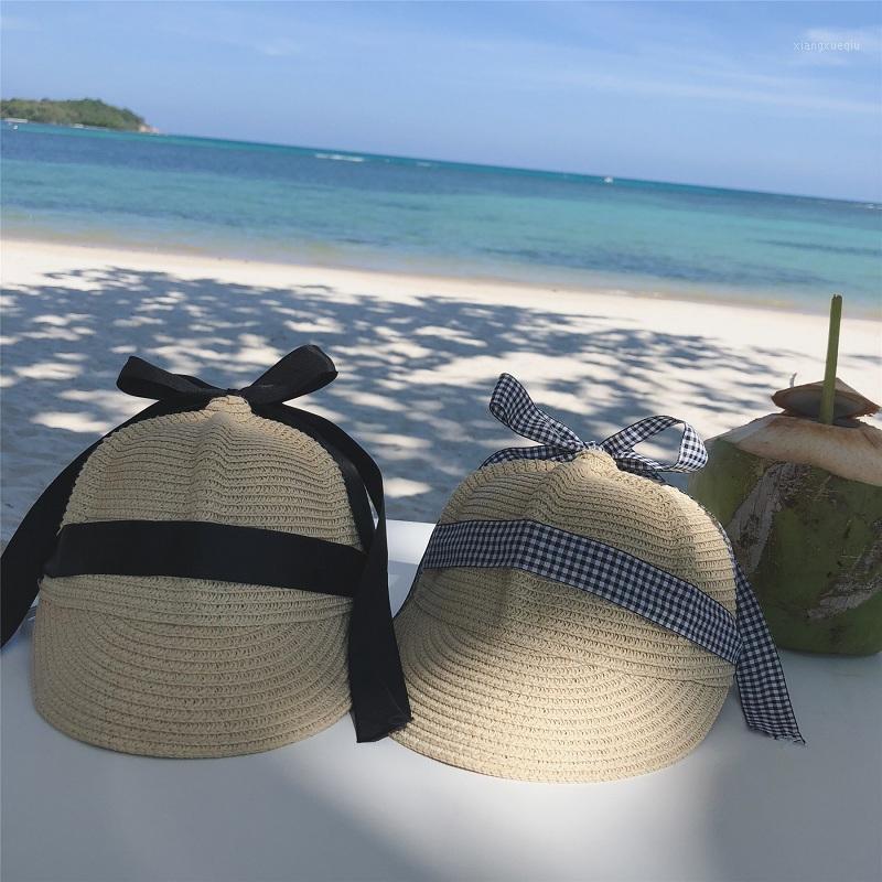 

Fashion Bow Ribbon Bucket Hat For Baby Girl Summer Autumn Casual Cap For Baby Boys Sun Protection Snapback Caps Photo Accessory1, Black