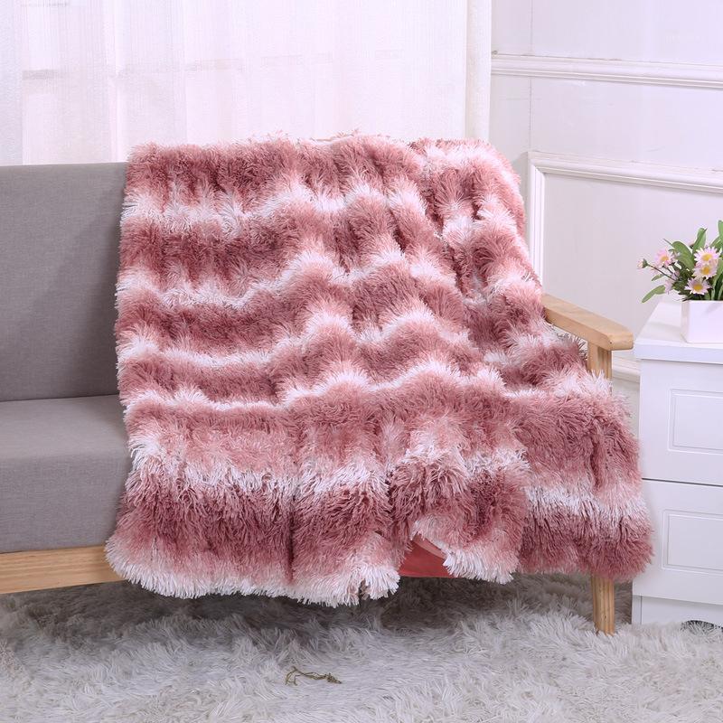 

Coral Fleece Super Soft Blanket Long Shaggy Fuzzy Fur Sofa Bed Throw Cover Decorative Stripe Lovely Warm Blankets Birthday Gift1