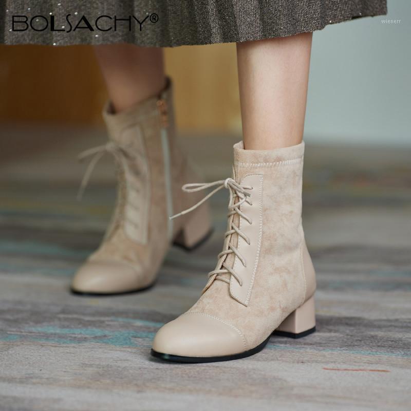 

Fashion Women Shoes High Heels ankle boots winter Cross straps boots elegant Square Thick heels shoes female31- 43 Booties mujer1, Black