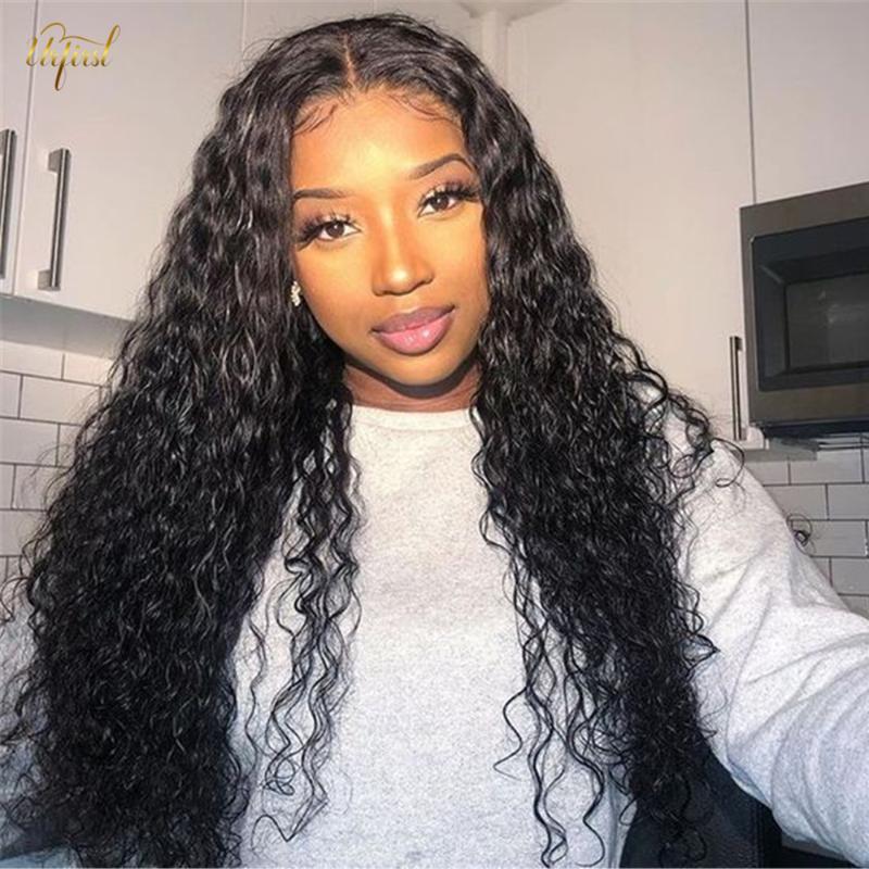 

Water Wave Lace Frontal Wig 13x4/13x6x1 Malaysian Lace Front Human Hair Wigs For Black Women Remy Closure Wig 180% Density, 4x4 lace closure wig