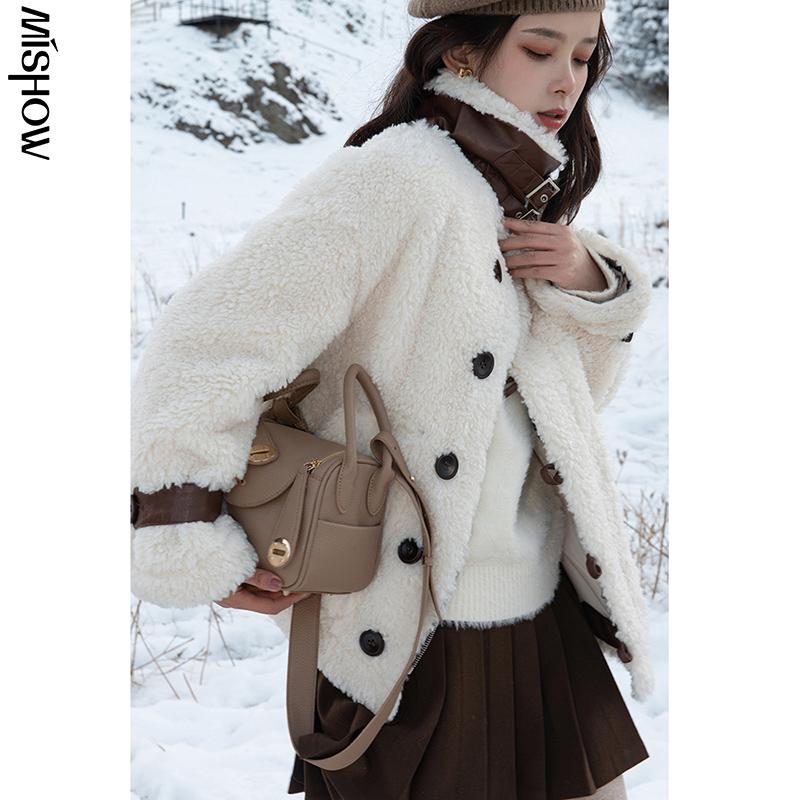 

MISHOW 2020 Winter Short Jackets For Women Turn Down Collar Warm Tops Outdoor Overcoats Thick Elegant Female Coats MX20D9218, Creamy-white