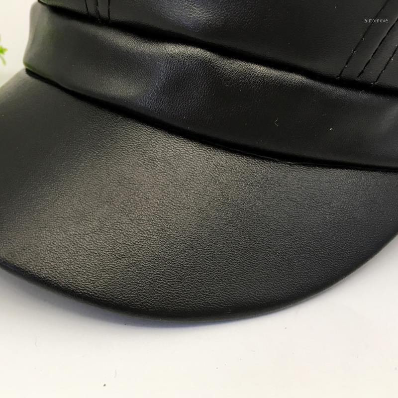 

8 Panels Stretchy Dating PU Leather Comfortable Shopping Casual For Women Beret Cap Daily Birthday Gift Fashion Autumn1, Black