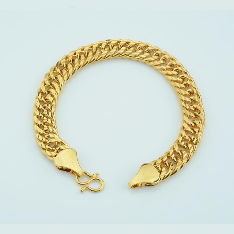 

1pcs 10mm New Men Jewelry Yellow Gold Color Bracelets Fashion Chains Bangles
