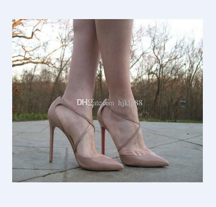 

With Box Sexy bridal wedding shoes Woman Buckle Strap Rivet Sandals High-heeled cross pointed heels Pumps Fashion shoes Single High heels Size 34-42, Black