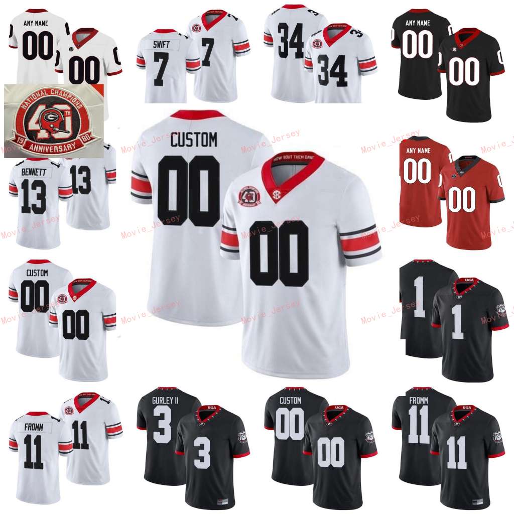 

Stitched Custom 1 Brenton Cox George Pickens Michel 10 Malik Herring 11 Jake Fromm 2021 Georgia Bulldogs College Men Women Kids Jersey, Mens black
