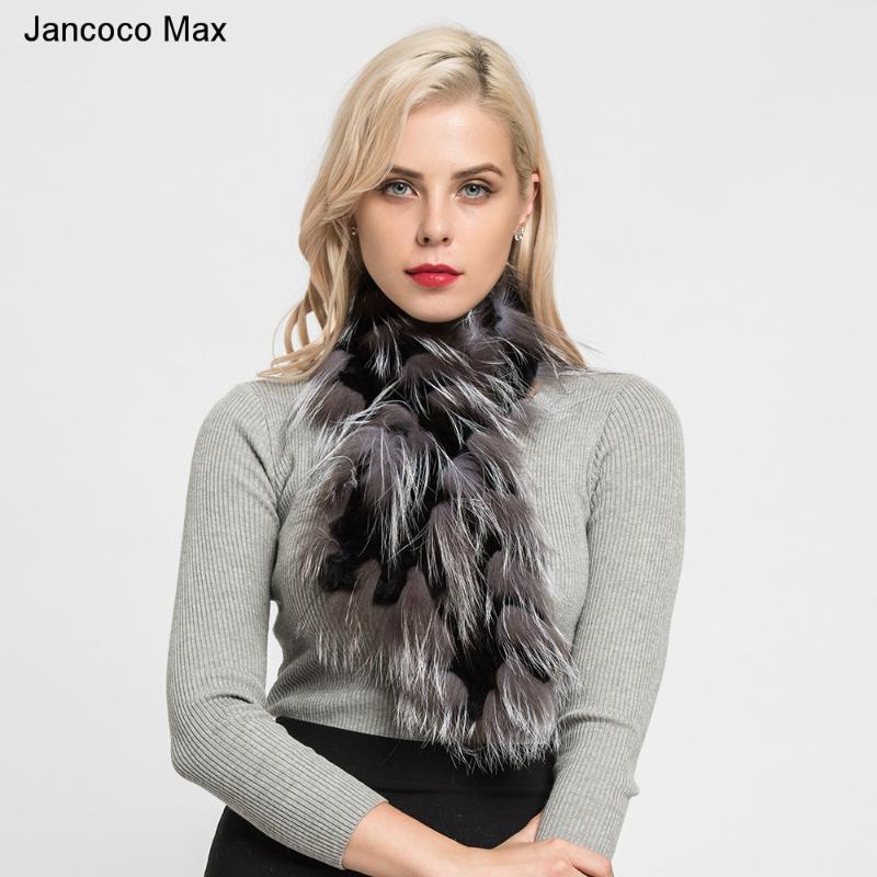 

Jancoco Max 2020 New Arrival Real Rex Fur & Real Fur Scarf Women's Fashion Style Shawls Autumn Winter Muffler S7179