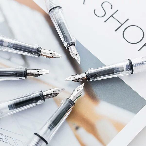 

1Pcs New Transparent Fountain Pen 6 Nibs 0.7/1.5/1.1/1.9/2.5/2.9mm Replace Ink Pen Chancery School Supplies Calligraphy1, Red