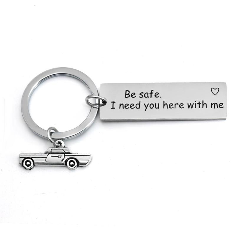 

Family Dad Mom Driver Friends Keyring Stainless Steel Be Safe I Need You Here With Me Heart Car Lover Christmas Party Gifts BFF