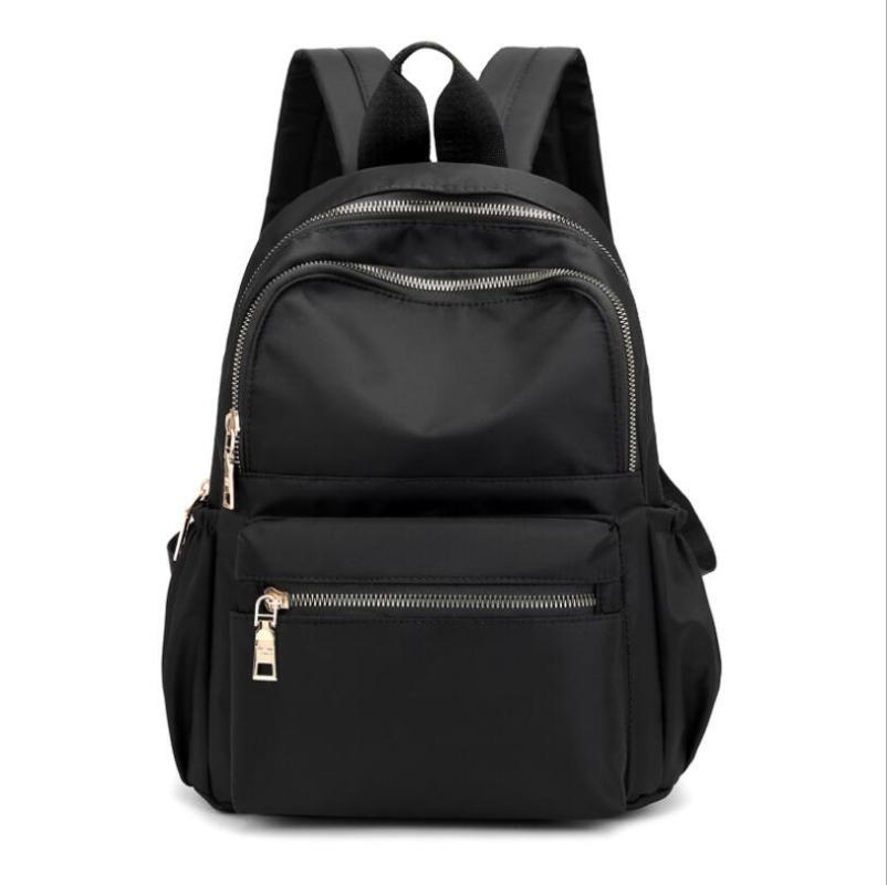 

2021 Solid Color Backpack For Women Waterproof Nylon Multi Pocket Travel Backpacks Large Capacity School Bag For Teenage, Black