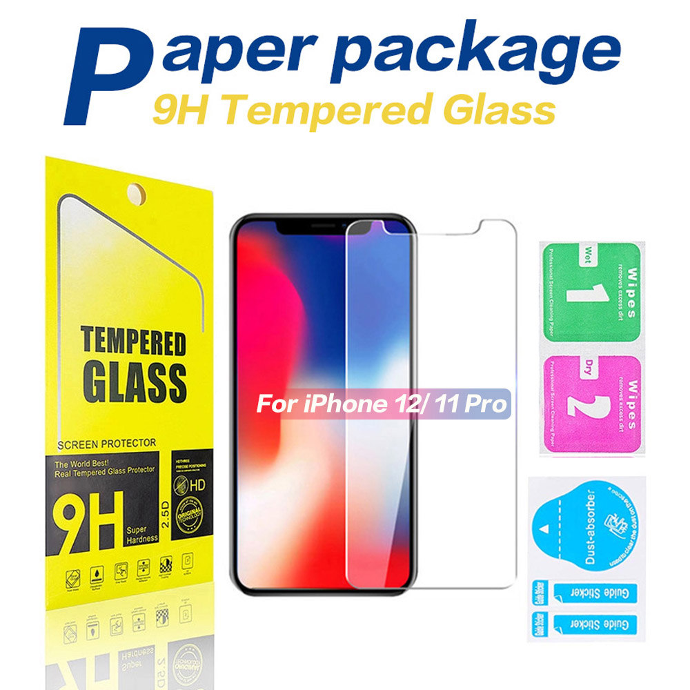 

Screen protector For iPhone 12 11 Pro Xs Max X XR 7 8 Plus tempered glass For Samsung J5 prime with paper box