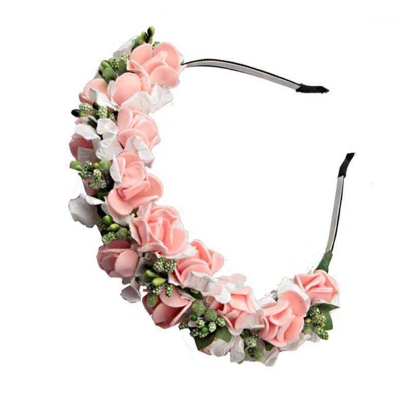 

10pcs/lot Women Headwear PE Rose Flower Hairbands Hair Accessories For Bride Wedding Headdress1, Beige